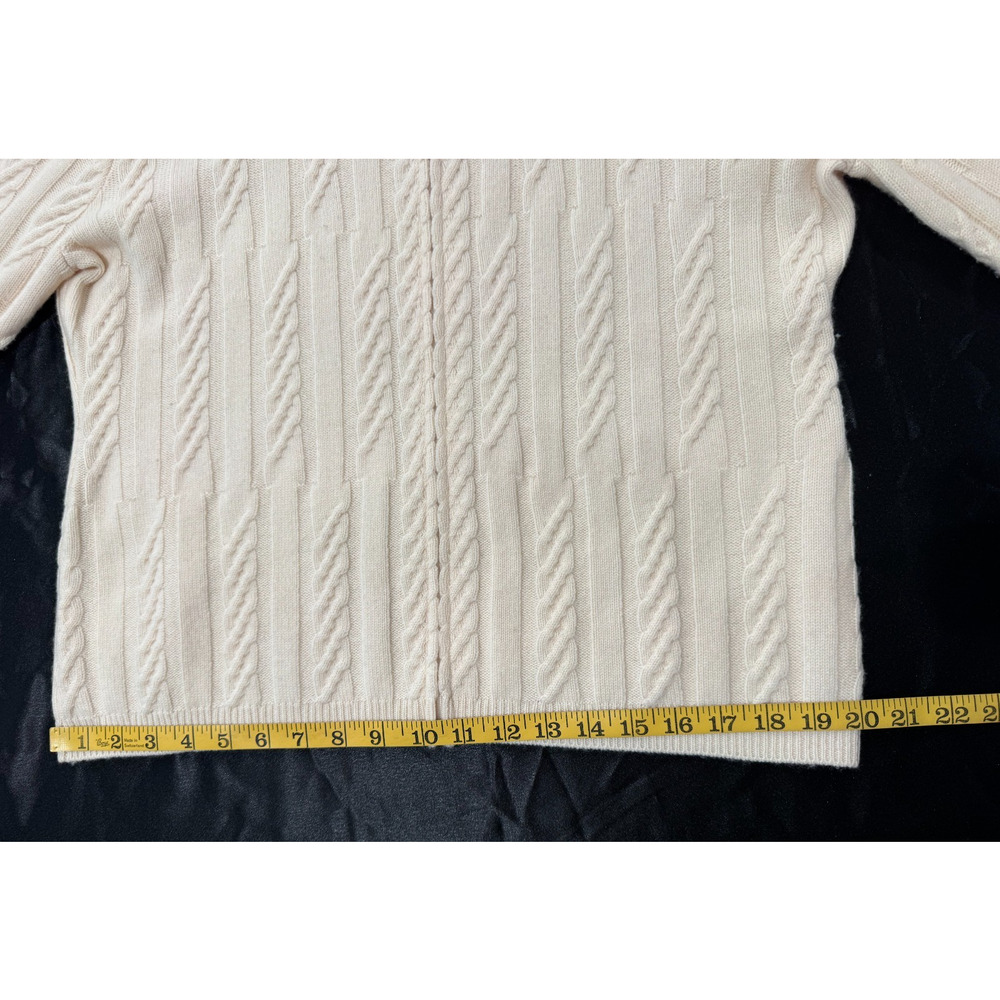 St. John Sport 100% Cashmere Sweater Cardigan Ivory Full Zip Cable Knit Sz XL - Picture 10 of 15